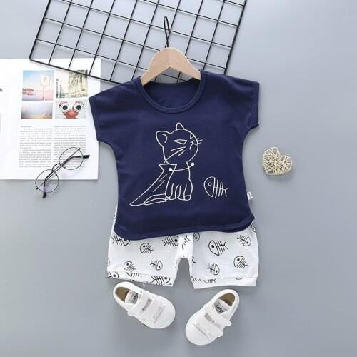 A Two-piece Cotton Light Suit Childrens Short-sleeved T-shirt Shorts Baby Girl Clothes Summer Baby Boy Clothes Set