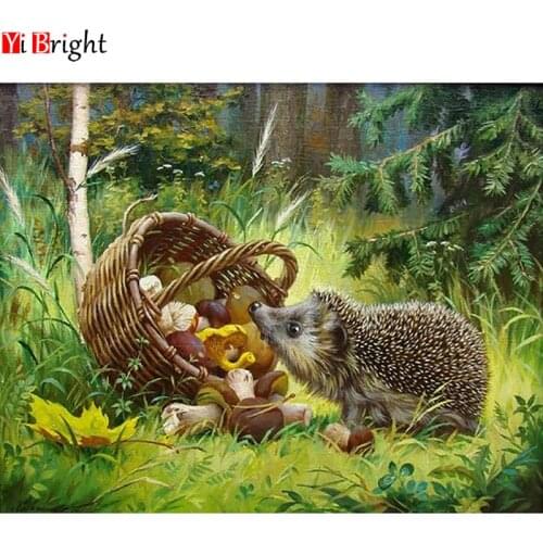 DIY Diamond Embroidery Forest Hedgehog Mushroom Basket Diamond Painting Cross Stitch square Drill Mosaic Decoration BK