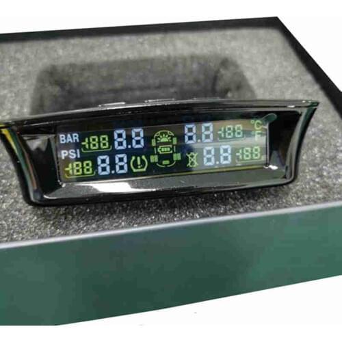 Solar Wireless Auto Car TPMS Tire Pressure Monitor System Temp Alarm +4 Sensors