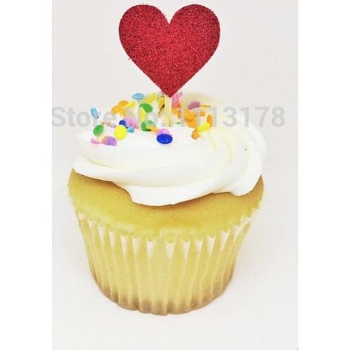 Glitter red heart cupcake toppers Bridal Shower Cupcake toppers, Wedding Cupcake toppers wedding Engagement