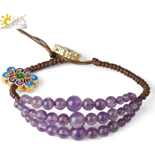 CSJA 4mm Natural Stone Bracelet for Women Mens Enthnic Handmade Braided Bracelets Red Tiger Eye White Crystal Reiki Jewelry S678