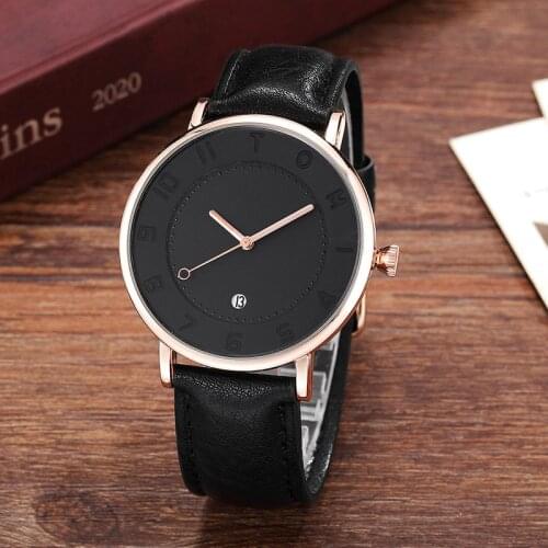 Unique Dial Full Black Mens Creative Watch Famous Luxury Brand Quartz Wristwatch Fashion Minimalist Watch 2020 Reloj Mujer