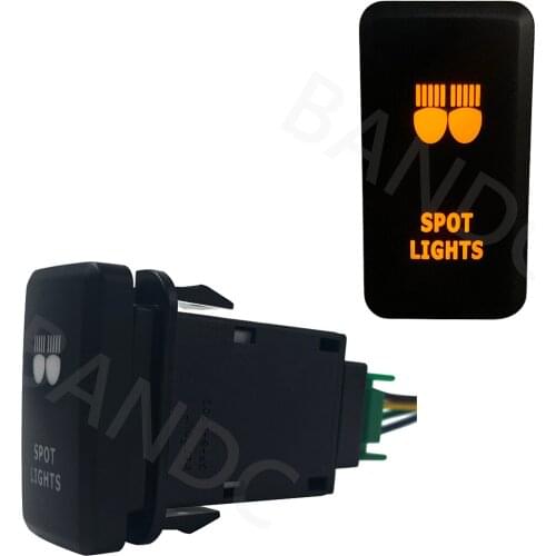 Dual Orange Led,SPOT LIGHTS Push Switch for Toyota Prado 120 Series 2003-2009, Toyota Car Accessory, 3Amp 12V,+ Wiring Connector