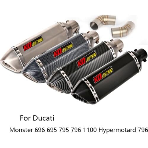 Slip-on Mufflers Motorcycle Left Right Mid Tube 51mm Exhaust Pipe with DB Killer for Ducati Monster 696 1100 Hypermotard 796