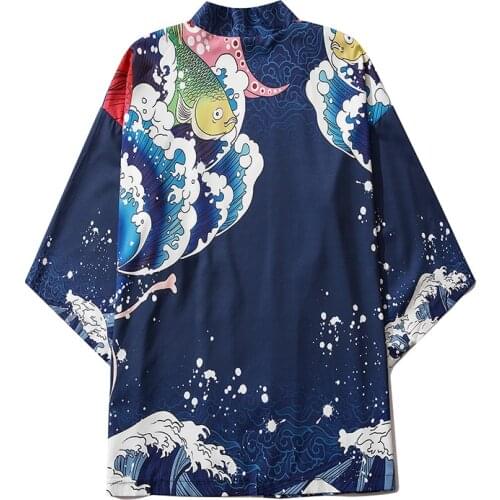 Men Women Fashion Cardigan Harajuku Anime Short Robe Loose Clothes Japanese Casual Kimono Daily Street Lounge