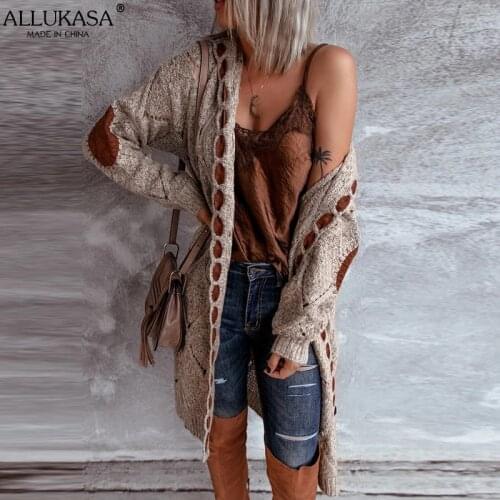 Vintage Stitched Solid Color Long Cardigan Women Sweater Hooded Ladies 2021 Knitted Thick Sexy Cute Girl Harajuku Streetwear