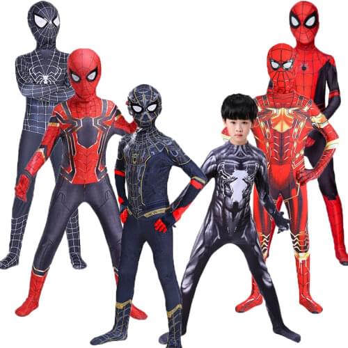 New Miles Morales Far From Home Cosplay Costume Zentai Spiderman Costume Superhero Bodysuit Spandex Suit for Kids Custom Made