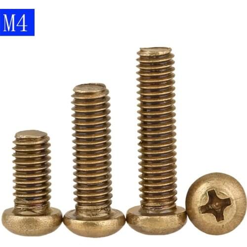 M4 x 0.7 ( 4mm ) Solid Brass Phillips Round Pan Head Machine Screws DIN 7985 A GB 818 bolts