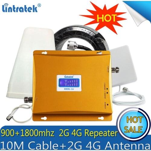 Lintratek Russia 4G Repeater 2G GSM 900 4G DCS LTE 1800 MHZ Cell Phone Signal Booster Cellular Amplifier 2G 4G Antenna