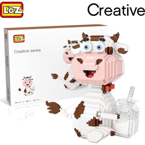 LOZ Mini Blocks Cute Cow Model Cartoon Building Bricks Kids Gifts Toys for Children Girls Present New Year 9052