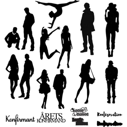 Boy and Girl Profile Silhouettes Metal Cutting Dies For DIY Scrapbooking Embossing Paper Cards Making Decorative Crafts New 2019