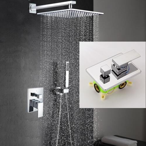 Rainfall brass Embedded Box Shower Set brass hand shower with SUS304 10" Shower Head Mist Spray SPA Concealed IS092