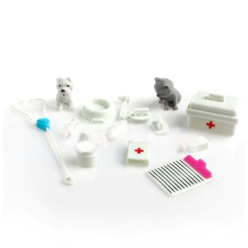 Set of 14pcs Equipment Box Doctor Nurse Tools Toys Kit for barbie Doll