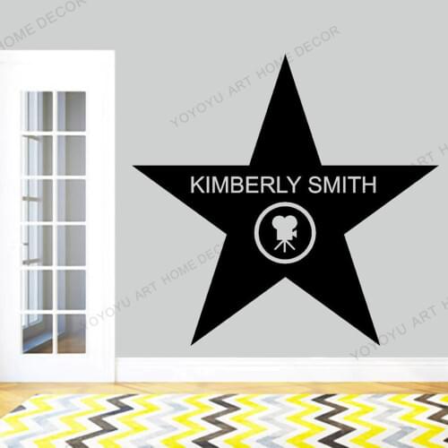 Walk of Fame Star Wall Decal Movie Stars Decor Personalized Name Cinema Producer Theatre Room Wallpaper Murals Waterproof rb168