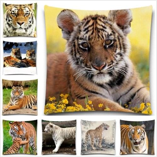 Animals Tiger Pillow case Decor Home 5 size Cotton Polyester Cushion Cover throw pillows covers Wholesale