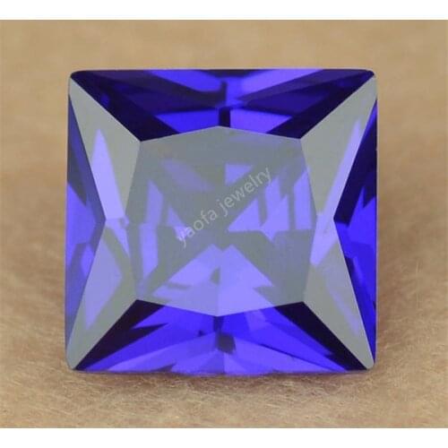 Sale 1.5*1.5~12*12mm 5A Deep Violet Blue Color Synthetic Cubic Zirconia Stone Square Princess Shape Loose CZ Beads For Jewelry