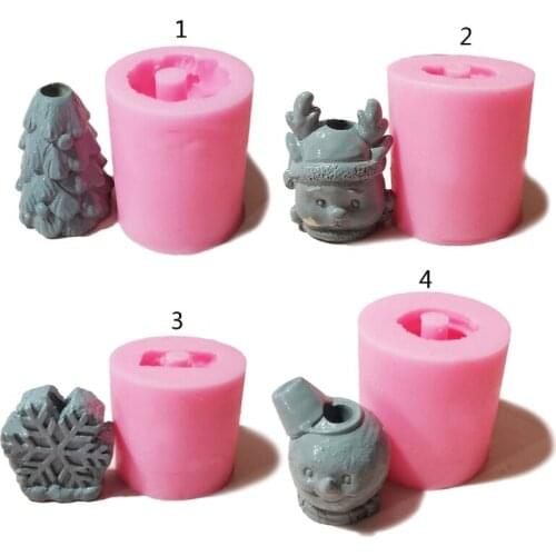 Christmas Tree Straw Silicone Molds Deer Snowman Straw Resin Mold Snowflake Straw Decoration Resin Mold for DIY Crafts