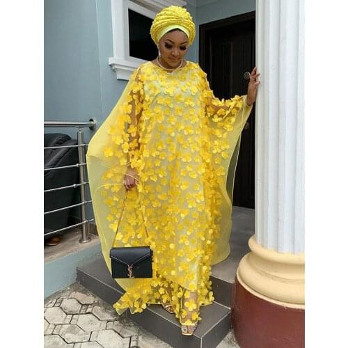 5 Colors Flower Print Chiffon Embroidery African Clothing Solid Fairy Dresses Loose 2 Pieces Set for Wedding Dress