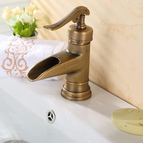 BAKALA Newly Designs Antique Brass Waterfall Bathroom Faucet Single Handle Sink Faucet Basin Faucet GZ8004