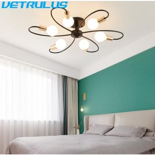 Modern LED Chandelier Multiple Rod metal chandelier Vintage Iron Ceiling Lamp Edison Bulb Lamparas Fixture Nordic Kitchen island