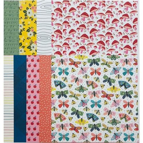 SS Creativity 9pcs 6 inch Woodland flower Printed Craft Paper Scrapbooking Metal Dies Material Vintage Diy Cardmaking Tag