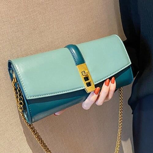 Color Contrast Small PU Leather Shoulder Crossbody Bags For Women 2021 Womens Designer Chain Handbag Female Travel Flap Bag