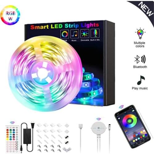 LED Light Strips Bluetooth Controller Flexible RGB 5050 Decoration BackLight Lamp Night light Luminous String For Bedroom Smart