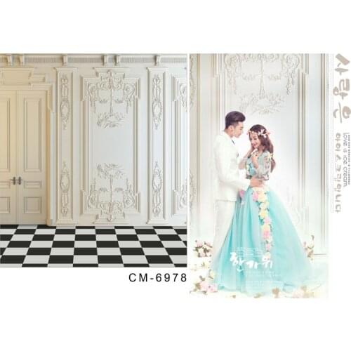 TR White Wall Photography Backgrounds Black and Whiter Brick Floor Wedding Photo Backdrops For Studio Newborn Baby Photo Shoots