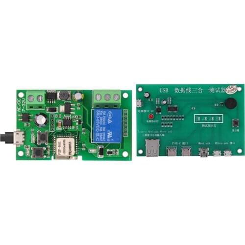 1Pcs Ewelink Smart Wifi Switch Relay Module & 1Pcs 3 In 1 USB Cable Triad Tester Charging Cable Test Card Tpye-C