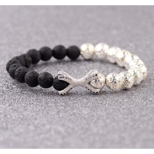 2020 Black Color Lava Stone Beads Bracelets Men CZ Octopus Copper Prayer Strand Bracelet Women Yoga Meditation Pulseira AB719