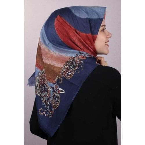 ZÜMRA PATTERNED LINEN FLAMLI SCARF-DESEN-01-RENK-16