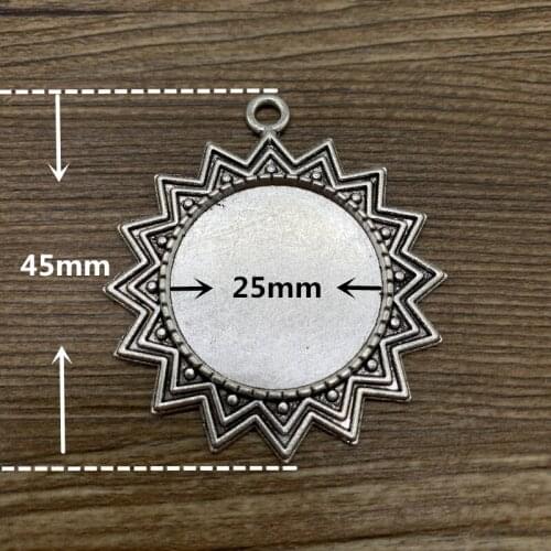 2pcs 25mm Glass Cabochon Alloy Material Cameo Base Setting Jewelry Findings Pendant Bracelet Jewelry Making #1920