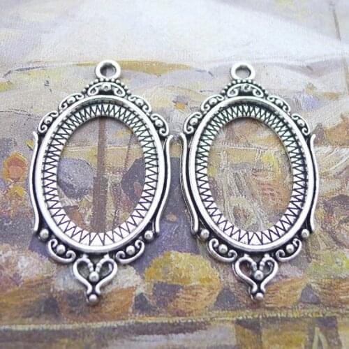 Newest 6Pieces 25*18mm Mixed Alloy Antique Silver Color Mirror Collet Charms Keychain Pendant Accessory For DIY Jewelry Making