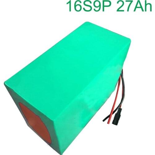 60V 27Ah 16S9P 18650 Li-ion Battery electric two Three wheeled motorcycle bicycle ebike 205*160*140mm