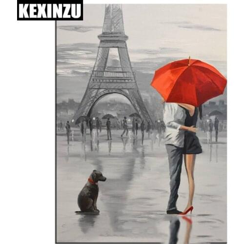 Diamond Embroidery Diamond Mosaic Full Picture of Rhinestones Drill Cross-Stitch Kits for Embroidery Paris Romantic Love