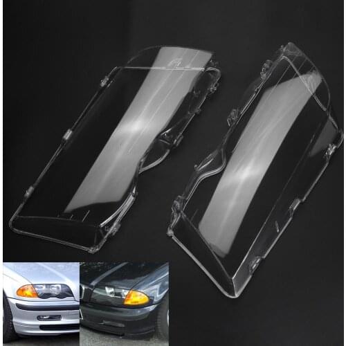 1 Pair Car Glass Cover for BMW E46 Headlight Clear 4 Door Automobile Left Right Headlight Lens Covers For BMW E46 318i 320i 323i