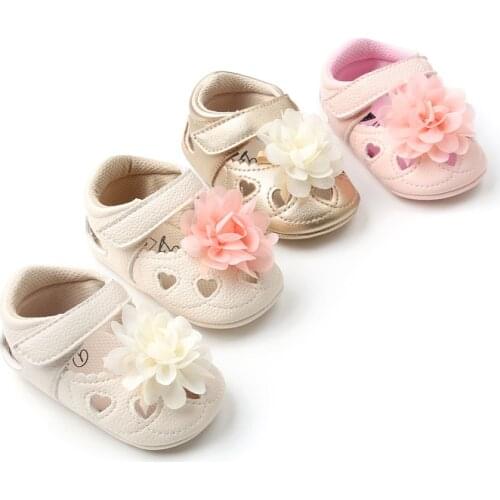 Hollow Big Flower Style Breathable PU Leather Summer Baby Shoes Baby Shoes For Girl Infants Soft Sole Toddler Moccasins