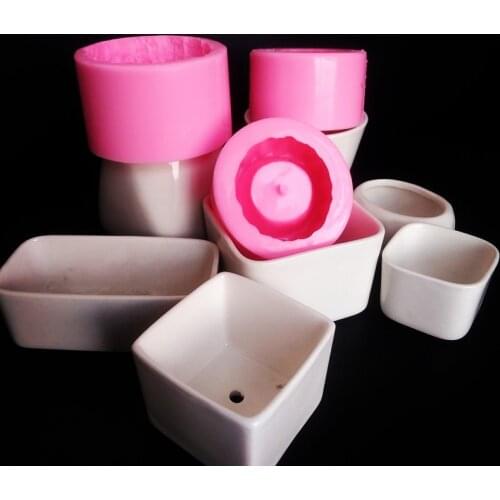 Ceramic Clay Mold for Gardening Flowerpot Making Desktop Concrete Pot Molds Round Cement Silicone Mould