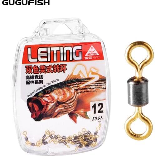 GUGUFISH 30pcs/box 8 ring Rolling Swivel Connector steel Ball Bearing Sea Fishing