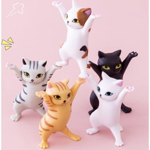 Carrying Coffin Bracket Kitty Cute Animal Statue Cat Pen Holder Lovely Kitty Figurines Miniatures Home Decoration
