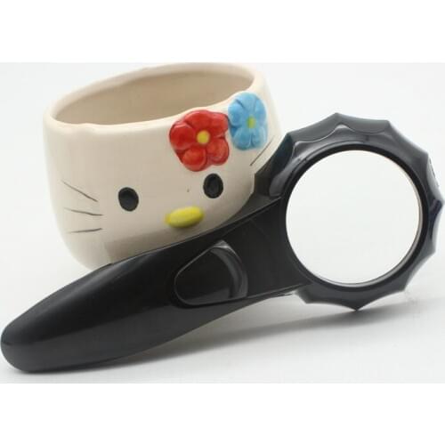 7 Times Handheld Loupe for Children Students 7X Black Gift LED Reading Magnifier Magnifying Glass Illuminated Insect Viewer