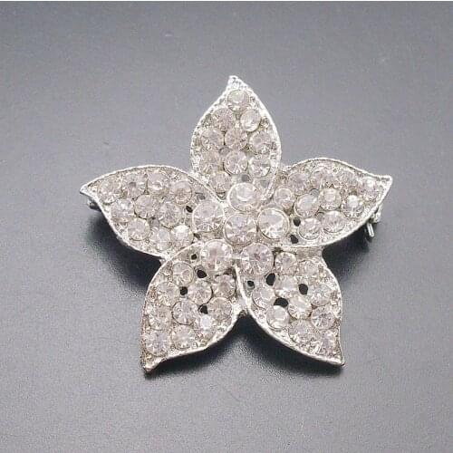 Small Brooch Star Brooch Clear Crystal Rhinestone Beautiful Flower Lady Costume Pin Brooch, Item No.: ART193