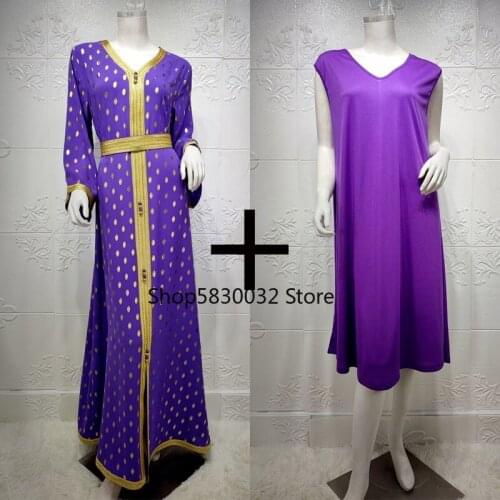 Musulman Ensembles Abaya Dubai 2021 Turkey Muslim Fashion Women Elegant Caftan Robe Islamic Clothing Plus Size Evening Dress