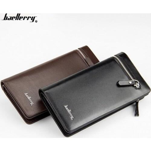 Baellerry Brand Leather Men Wallets Multifunction Male Clutch High Capacity Zipper Wallet Purse Credit Card Holder phone Bag
