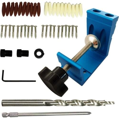 47Pcs Positioner Pocket Jig Kit Heavy Duty Aluminum Pocket Hole Jig Woodworking Punch Locator Tool