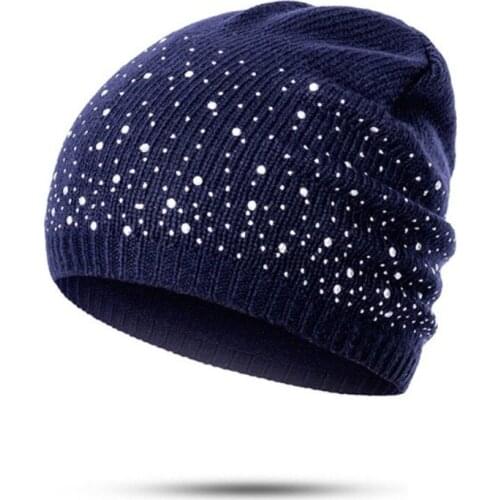 New style ladies multicolor point drill knit hat autumn and winter knitted hat warm woolen hat
