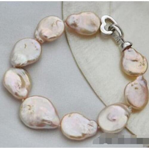 New hot 8" 23mm baroque pink Lavender freshwater pearl bracelet