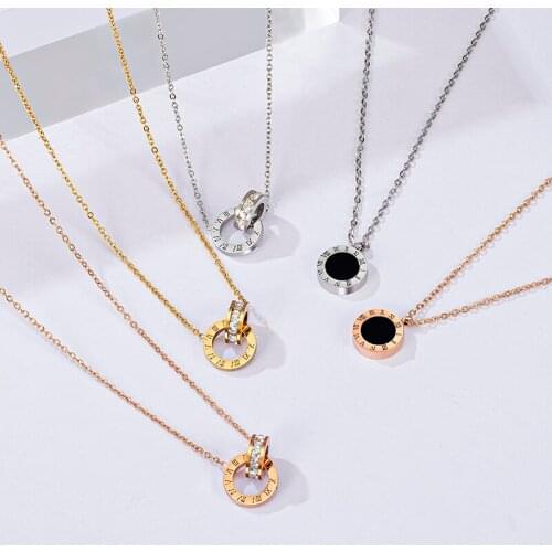 BLINLA 2021 New Fashion Stainless Steel Pendant Necklace For Women Roman Numeral Statement Vintage Jewelry Necklace Female Gift