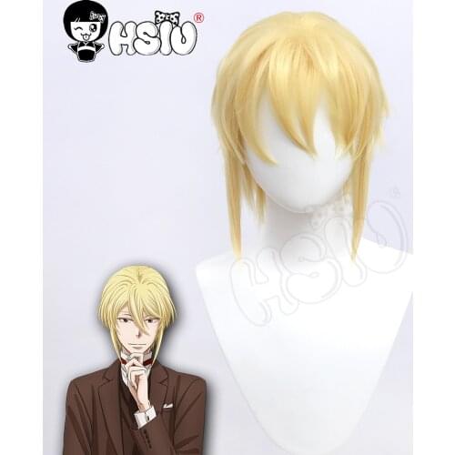 HSIU anime moriarty the patriot cosplay wig short blonde hair+free brand wig cap