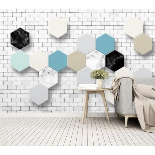 Custom wallpaper 3D stereo modern minimalist wall geometric обои background wall hexagonal brick pattern mural papel de parede